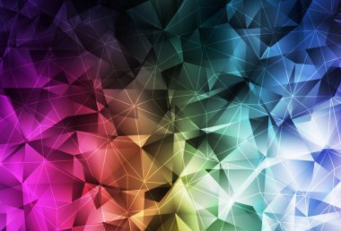 Kristalleri ve üçgenleri olan koyu renkli vektör şablonu. Doğa tarzında üçgenleri olan güzel bir çizim. Duvar kağıtları için zarif tasarım.