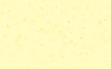 Küreli açık sarı vektör deseni. Parlak renkli soyut çemberlerin olduğu bir resim. Marka kitabınız için yeni şablon.