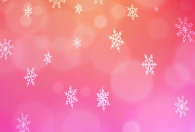 Açık pembe, buz taneli sarı vektör şablonu. Karla kaplanmış bulanık dekoratif tasarım. Bu kalıp yeni yıl broşürleri için kullanılabilir.