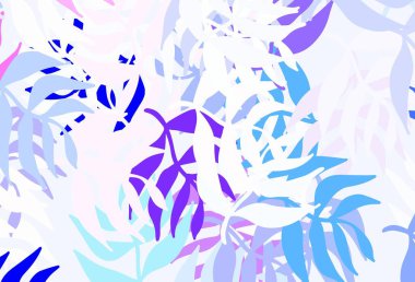 Açık mavi, kırmızı vektör yapraklı zarif duvar kağıdı. Bulanık arkaplanda, gradyanı olan yapraklar. Cep telefonlarının geçmişleri için şablon.