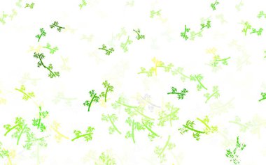 Açık yeşil, sarı vektör karalama şablonu ve dalları. Beyaz arka planda eskiz karalamalar. Web sitesi yöneticileri ve tasarımları için desen.