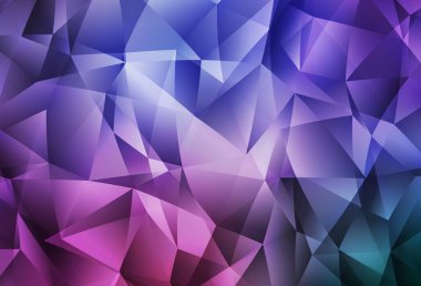 Açık Mor, pembe vektör üçgen mozaik arka plan. Üçgenli parlak renkli çizimler. Web siteniz için çokgen tasarım.