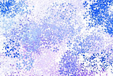 Yapraklı hafif Mavili vektör zarif arkaplan. Yapraklar ve karalamalar ile soyut çizimler. Ağ ve ambalaj için elle boyanmış tasarım.