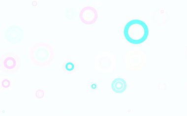Açık pembe, köpüklü mavi vektör arkaplan. Parlak renkli soyut çemberlerin olduğu bir resim. Poster ve web siteleri için tasarım.