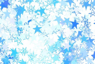 Yılbaşı yıldızlı açık mavi vektör deseni. Yıldızlı parlak renkli illüstrasyon. Astroloji web siteleri için desen.