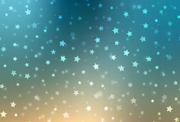 Azul Claro Fondo Vector Amarillo Con Hermosos Copos Nieve Estrellas — Archivo Imágenes Vectoriales