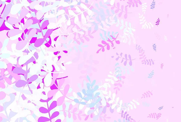 Light Pink Blue Vetor Doodle Textura Com Folhas Ilustração Abstrata —  Vetores de Stock