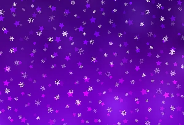 濃い紫 氷の雪片 星とピンクのベクトルテンプレート 雪とクリスマススタイルでカラフルな装飾デザイン ビジネス広告の新年デザイン — ストックベクタ