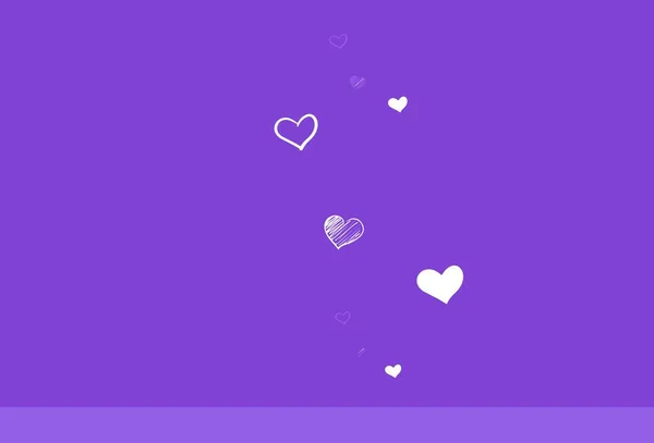 Light Purple Vector Background Shining Hearts Beautiful Abstract Hearts Colorful — Stock Vector