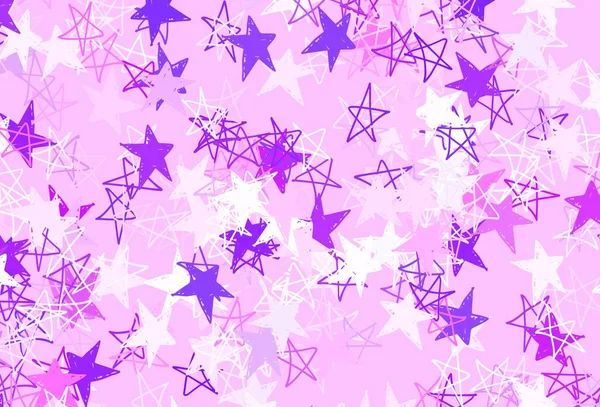 Light Purple Pink Vector Background Colored Stars Glitter Abstract Illustration — Stock Vector