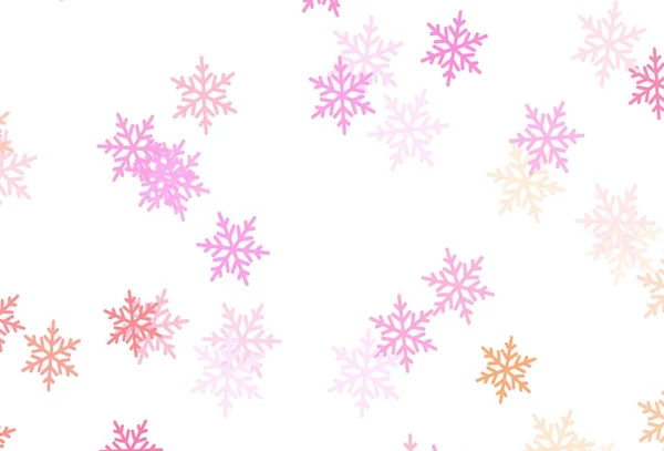 Hellrosa Gelbe Vektorschablone Mit Eisschneeflocken Sternen Leuchtend Bunte Illustration Mit — Stockvektor