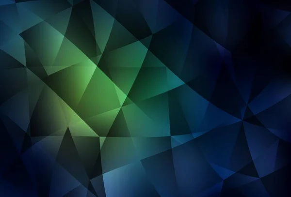 Tmavě Zelený Vektorový Abstraktní Mnohoúhelníkový Vzor Zářící Barevné Ilustrace Trojúhelníky — Stockový vektor