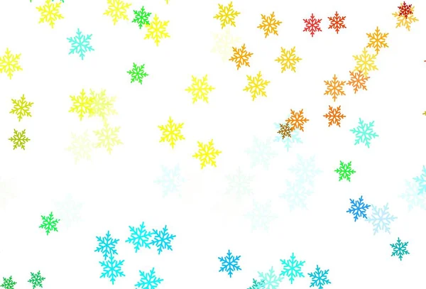 Licht Mehrfarbige Vektorschablone Mit Eisschneeflocken Sternen Glitzernde Abstrakte Illustration Mit — Stockvektor