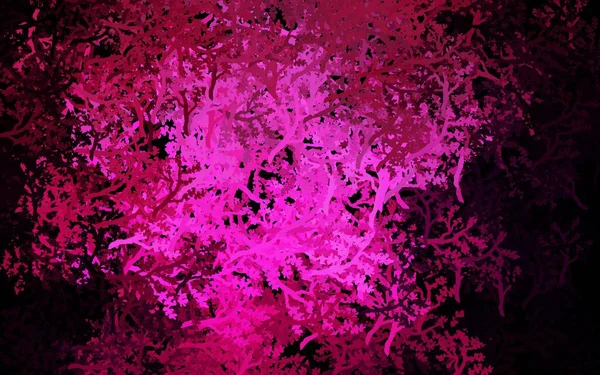 Patrón Abstracto Vectorial Rosa Oscuro Con Árboles Ramas Árboles Coloridos — Archivo Imágenes Vectoriales