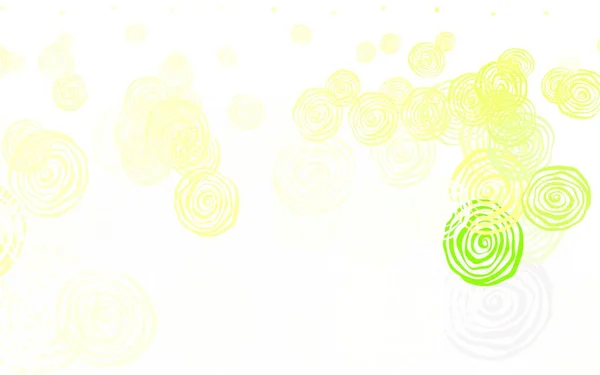 Ανοιχτό Πράσινο Κίτρινο Διάνυσμα Doodle Φόντο Τριαντάφυλλα Πολύχρωμη Απεικόνιση Λουλούδια — Διανυσματικό Αρχείο
