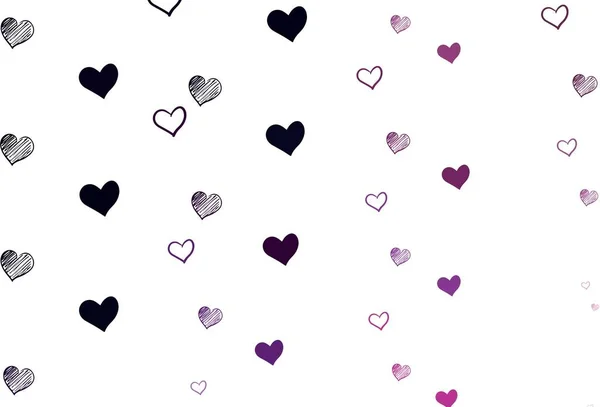 Світло Фіолетовий Рожевий Векторний Фон Сяючими Серцями Ілюстрація Серцями Любові — стоковий вектор