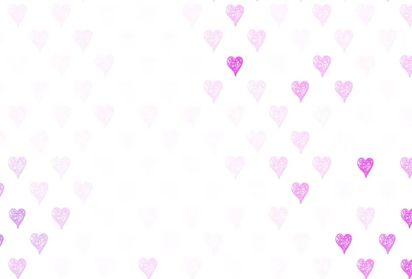 Light Purple Pink Vector Backdrop Sweet Hearts Beautiful Abstract Hearts — Stock Vector