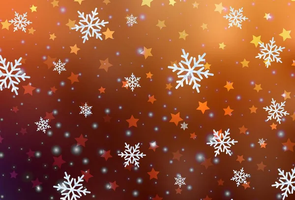 濃いオレンジのベクトルテクスチャと色の雪片 グラデーションの雪片とカラフルな雪片 新年ポスター バナーのデザイン — ストックベクタ