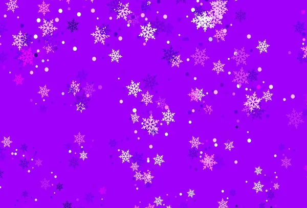 Jasnofioletowy Wektor Tekstury Kolorowymi Płatkami Śniegu Świecąca Kolorowa Ilustracja Śniegiem — Wektor stockowy