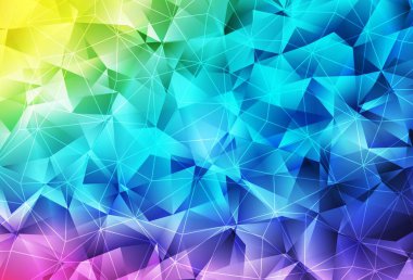 Çizgiler ve üçgenlerle ışık çok renkli vektör düzeni. Üçgen şekilli ışıltılı soyut çizimler. Web siteniz için basit tasarım.