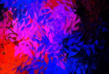 Koyu mavi, kırmızı vektör, yapraklı karalama dokusu. Yapraklı karalama tarzında yeni renkli çizimler. Çocuk kitapları için renkli desen.