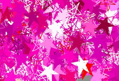 Noel yıldızlı açık pembe vektör deseni. Renkli yıldızlı soyut çizimler. İş ilanınız için akıllı tasarım.