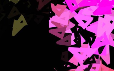 Koyu pembe, sarı vektör düzeni çizgiler, üçgenler. Doğa tarzında üçgenleri olan güzel bir çizim. Broşürler, broşürler için desen