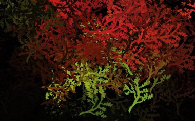 Koyu pembe, sarı vektör karalama şablonu ağaçlar, dallar. Ağaçların karalama tarzında olduğu belirsiz soyut bir çizim. Markan için şık bir model..