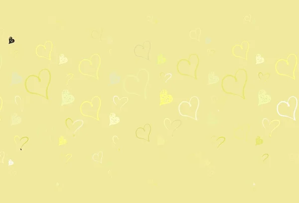 Textura Vectorial Amarillo Claro Con Corazones Encantadores Ilustración Con Formas — Archivo Imágenes Vectoriales