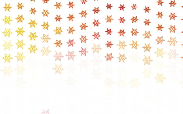 Textura Vectorial Rojo Claro Con Copos Nieve Colores Estrellas Ilustración — Vector de stock