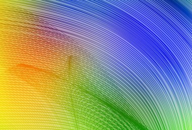 Bükülmüş çizgileri olan çok renkli ışık vektör düzeni. Basit çizgilerle renkli gradyan çizimi. Cep telefonu ekranları için arkaplan.