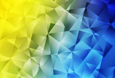 Açık mavi, sarı vektör soyut mozaik fon. Üçgenlerden oluşan parlayan çokgen çizimler. İşiniz için yepyeni bir tasarım..