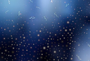 Doğum günü tarzında koyu mavi vektör dokusu. Noel sembolleri ve tabelaları ile renkli çizimler. Harfler ve tipografi için şablon.