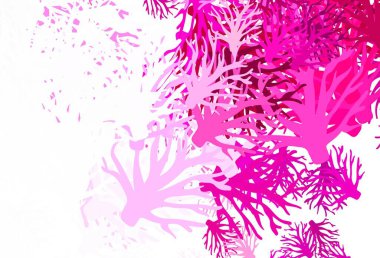 Açık pembe vektör, dalları olan doğal bir arka plan. Yaprakları ve dalları olan parlak renkli çizimler. Cep telefonlarının geçmişleri için şablon.