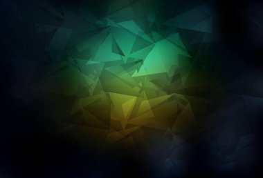 Koyu mavi, yeşil vektör mozaik şablon. Gradyanı olan üçgen geometrik örnek. İş tasarımınız için yepyeni bir tarz.