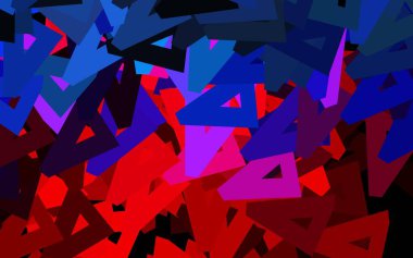 Koyu mavi, kırmızı vektör düzeni çizgiler, üçgenler. Üçgenli soyut gradyan çizimi. Kartvizitiniz için modern tasarım.