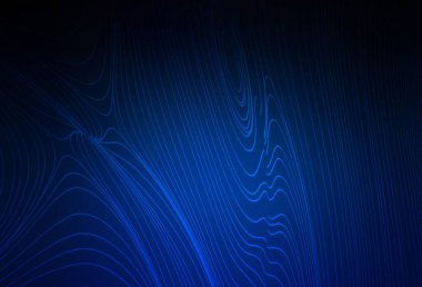 Eğri çizgileri olan koyu mavi vektör şablonu. Çağdaş gradyan soyut çizgileri olan çizimler. İş tasarımınız için şablon.