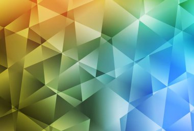 Açık mavi, sarı vektör üçgen mozaik doku. Zarif üçgenleri olan soyut çizimler. Broşürünüz için yepyeni bir tasarım..