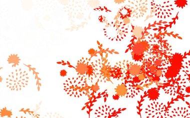 Açık Kırmızı, sarı vektör doğal sanat eserleri, çiçekler, güller. Karalama tarzında çiçekli soyut illüstrasyon. Web siteniz için Doodle tasarımı.