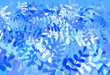 Yapraklı hafif Mavili vektör zarif arkaplan. Bulanık şekilli ve yapraklı yepyeni bir resim. Ağ ve ambalaj için elle boyanmış tasarım.