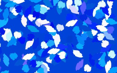 Açık pembe, Memphis şekilli mavi vektör arkaplan. Rastgele şekillerle soyut tarzda dekoratif tasarım. Duvar kağıtları için zarif tasarım.