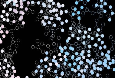 Koyu pembe, yapay zeka ağlı mavi vektör deseni. Parlak renkli bir illüstrasyon ve yapay zekanın gerçek yapısı. Poster ve teknoloji sembolü.