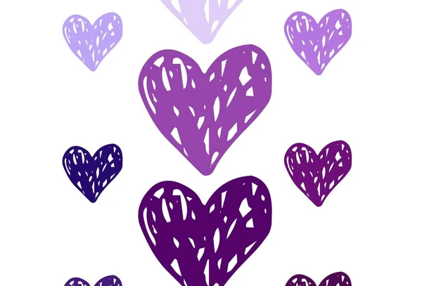 Light Purple Pink Vector Background Shining Hearts Shining Illustration Hearts — Stock Vector