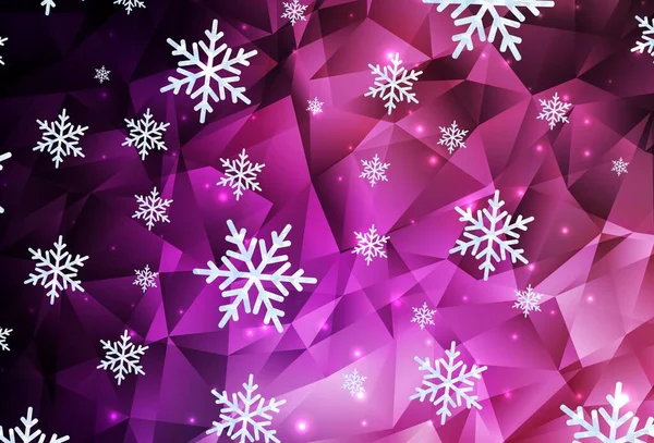 Dark Purple Fundo Vetor Rosa Com Belos Flocos Neve Estrelas — Vetor de Stock