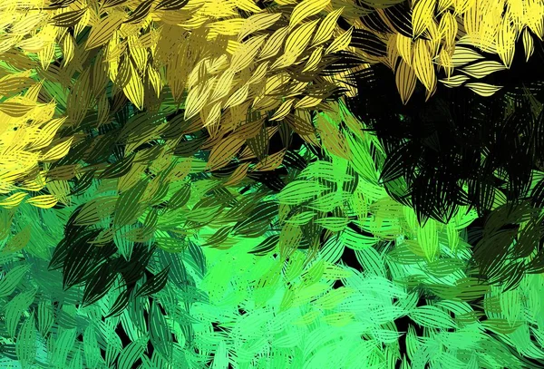 Koyu Yeşil Sarı Vektör Yapraklı Zarif Duvar Kağıdı Yapraklar Karalamalar — Stok Vektör