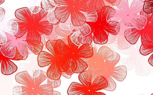 Luz Red Vetor Doodle Fundo Com Flores Flores Com Gradiente — Vetor de Stock