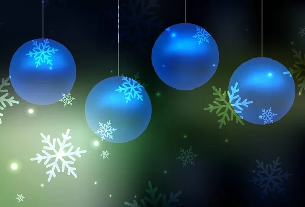 Dark Green Vector Texture Birthday Style Shining Illustration Christmas Balls — Stock Vector