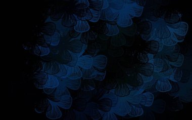 Koyu mavi vektör desenli ağaçlar, dallar. Çiçekli zarif, parlak bir illüstrasyon. Markan için şık bir model..