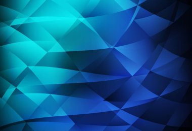 Koyu mavi, yeşil vektör üçgen mozaik doku. Üçgenli modern soyut çizim. İşiniz için en iyi üçgen tasarım.