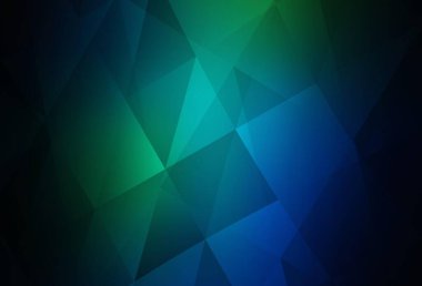 Koyu mavi, yeşil vektör mozaik şablon. Çokgen soyut çizim ve gradyan. Web siteniz için çokgen tasarım.